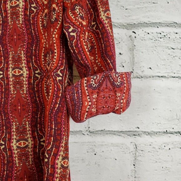 Sanctuary Button Up Paisley Red Long Sleeve Blouse Womens Medium - Picture 4 of 5